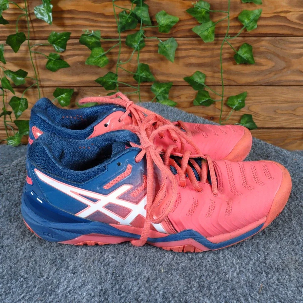 Asics Gel-Resolution 7 Women Tennis Shoe Size 7 Performance Court Pink Blue